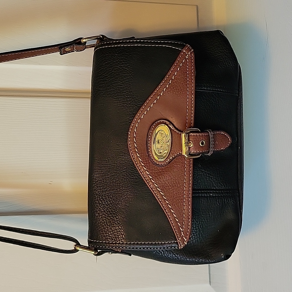 B.O.C crossbody bag, black & brown, adjustable strap, gold hardware.